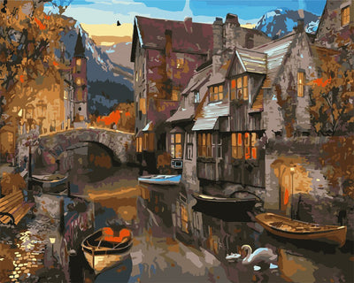 Older Riverside Buildings Diamond Paintin