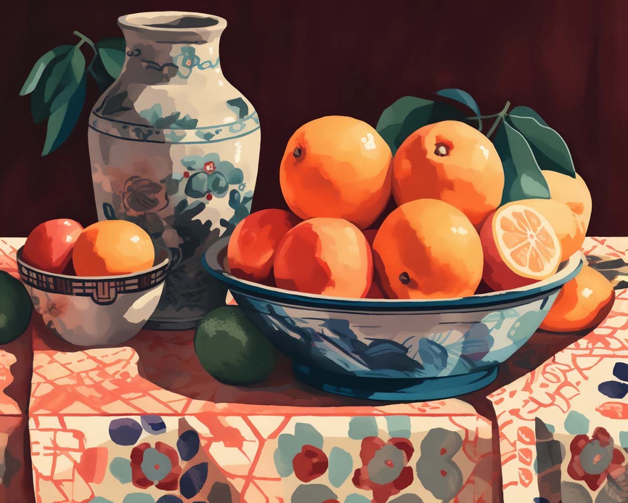 Oranges and Porcelain Vase Diamond Painting