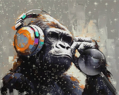 Orangutan Wears Headphones Diamond Painting