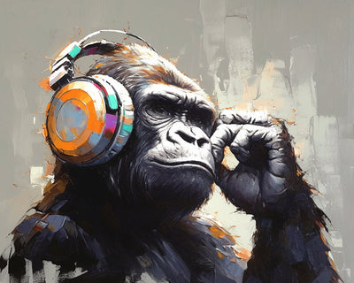 Orangutan Wears Headphones Diamond Painting