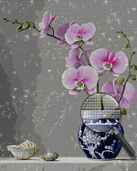 Orchid in Blue and White Porcelain Vase Diamond Painting