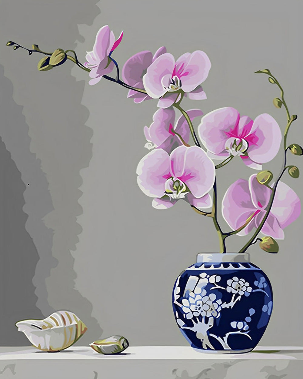 Orchid in Blue and White Porcelain Vase Diamond Painting