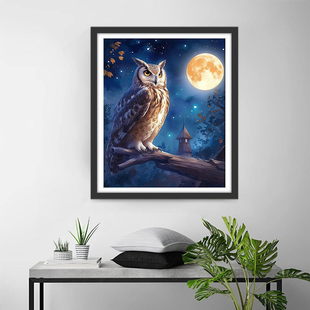 Owl and Moon Diamond Painting