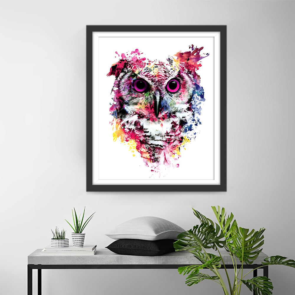 Owl in Watercolor Style Diamond Painting