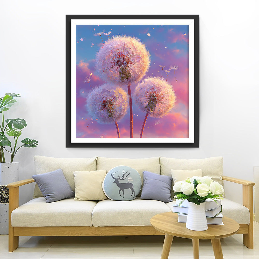 Pale Pink Dandelions Diamond Painting
