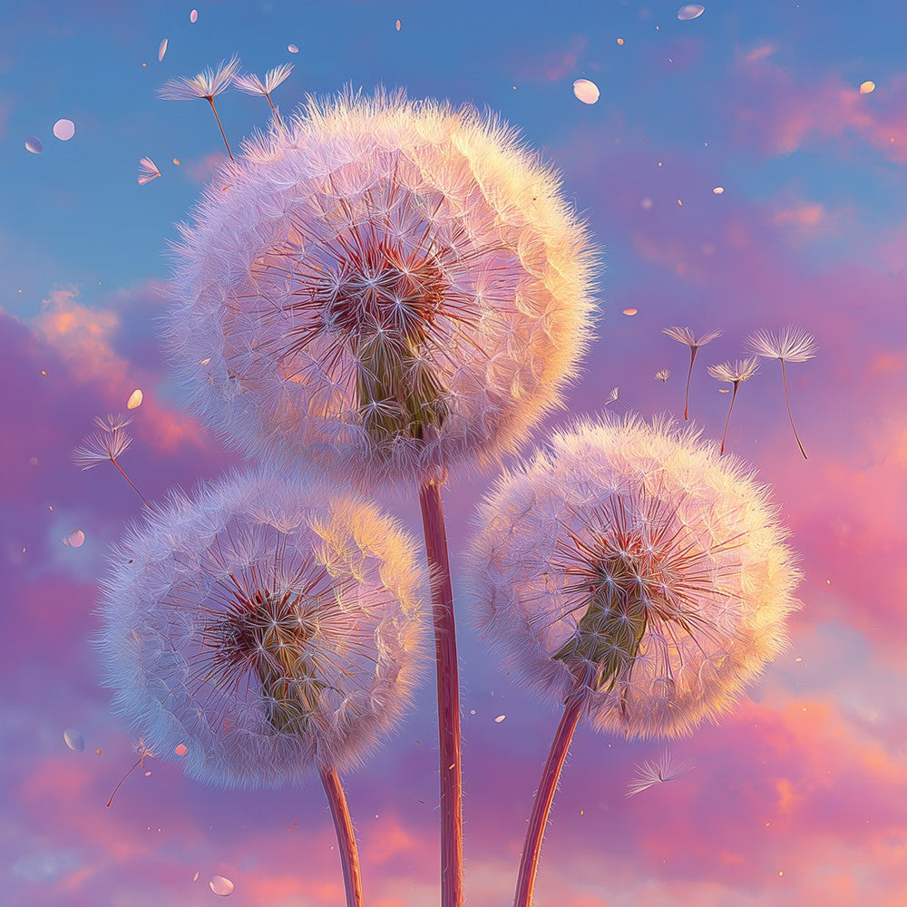 Pale Pink Dandelions Diamond Painting
