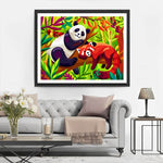 Panda and Red Panda on the Tree Diamond Painting