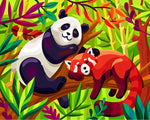 Panda and Red Panda on the Tree Diamond Painting