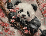 Panda on a Pink Flower Tree Diamond Painting