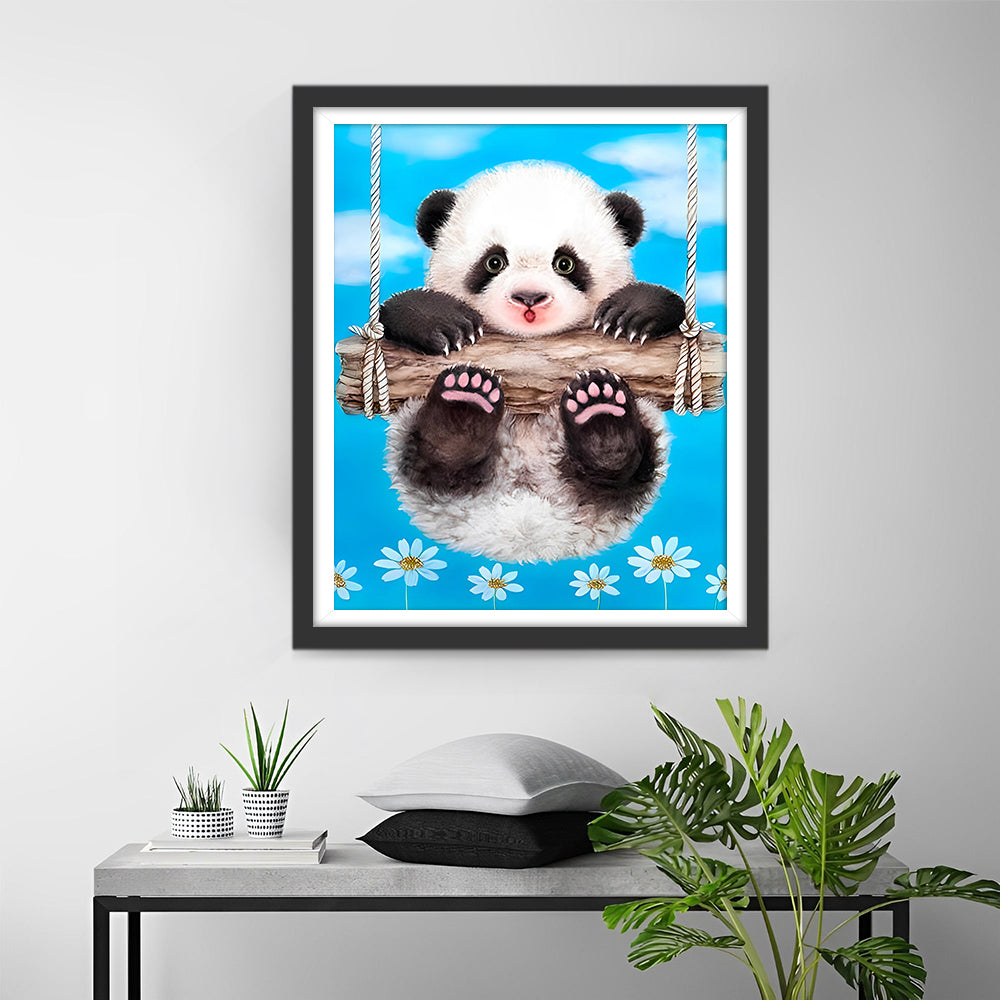 Panda on a Wooden Swing Diamond Painting