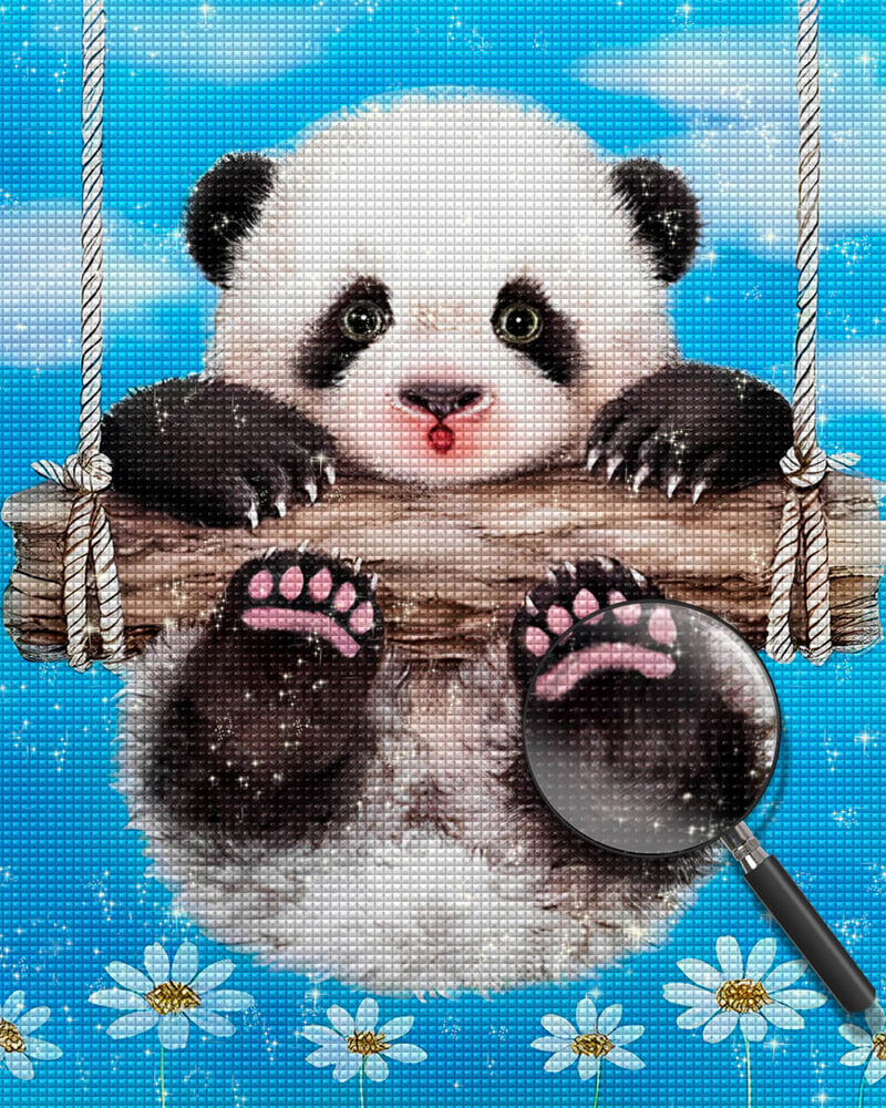 Panda on a Wooden Swing Diamond Painting