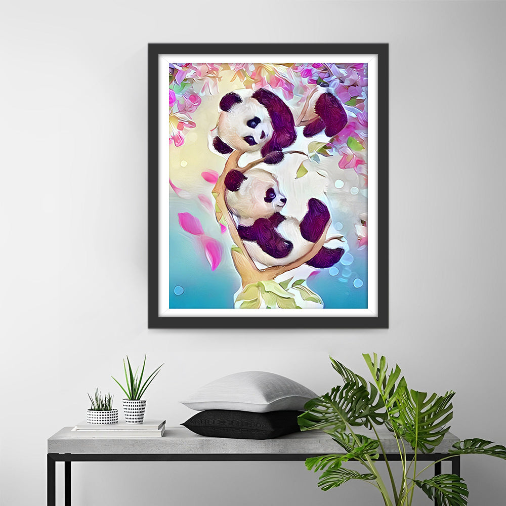 Pandas on the Tree Diamond Painting