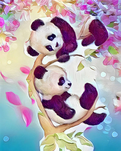 Pandas on the Tree Diamond Painting