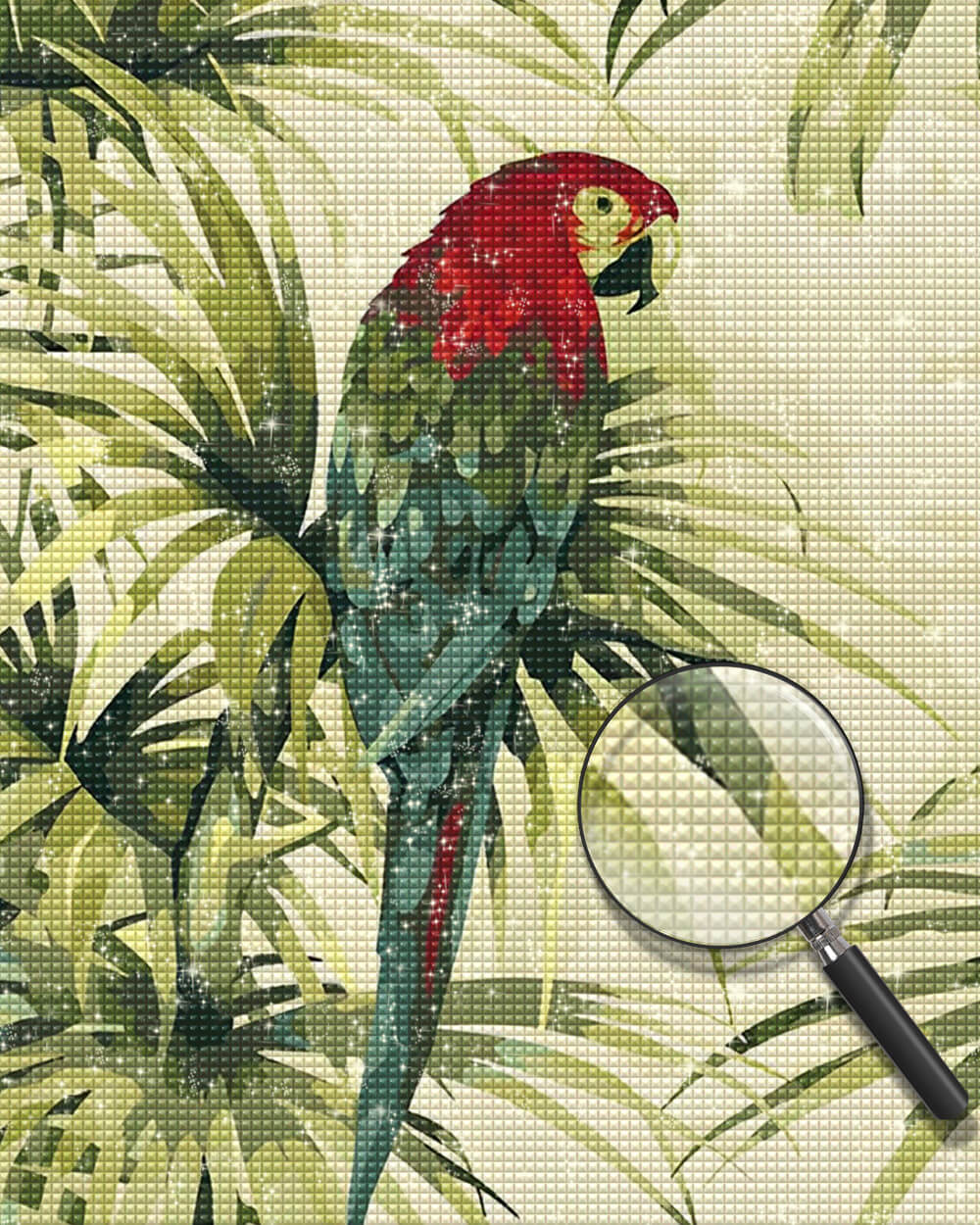 Parrot and Leaves Diamond Painting