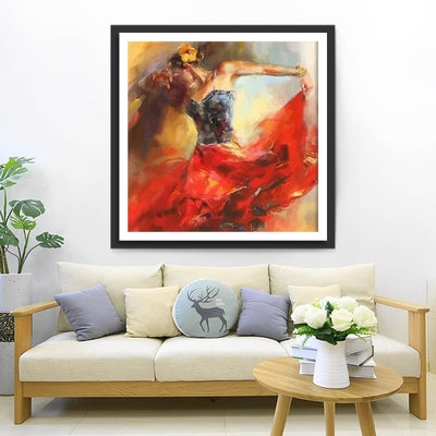Passionate Dancer in Red Dress Diamond Painting