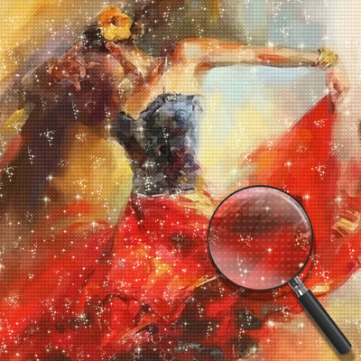 Passionate Dancer in Red Dress Diamond Painting