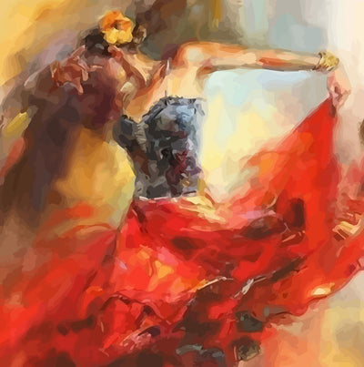 Passionate Dancer in Red Dress Diamond Painting