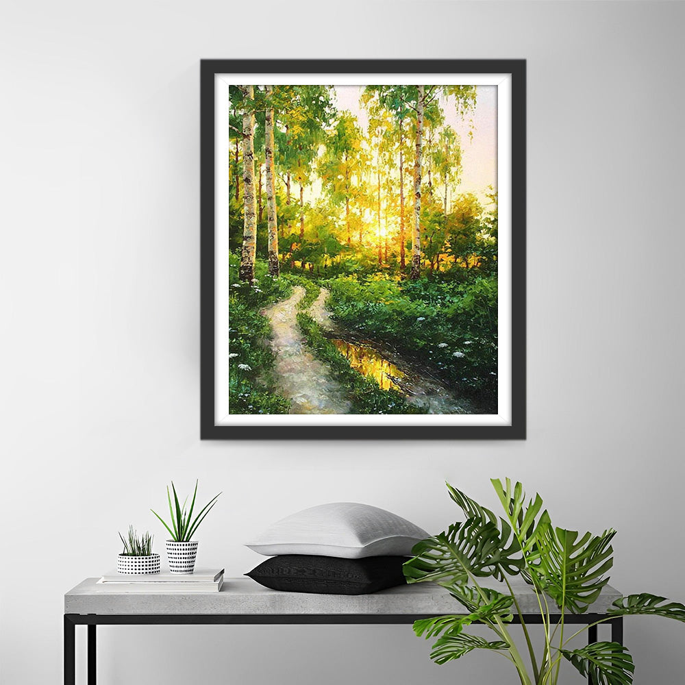 Path in the Birch Forest Diamond Painting