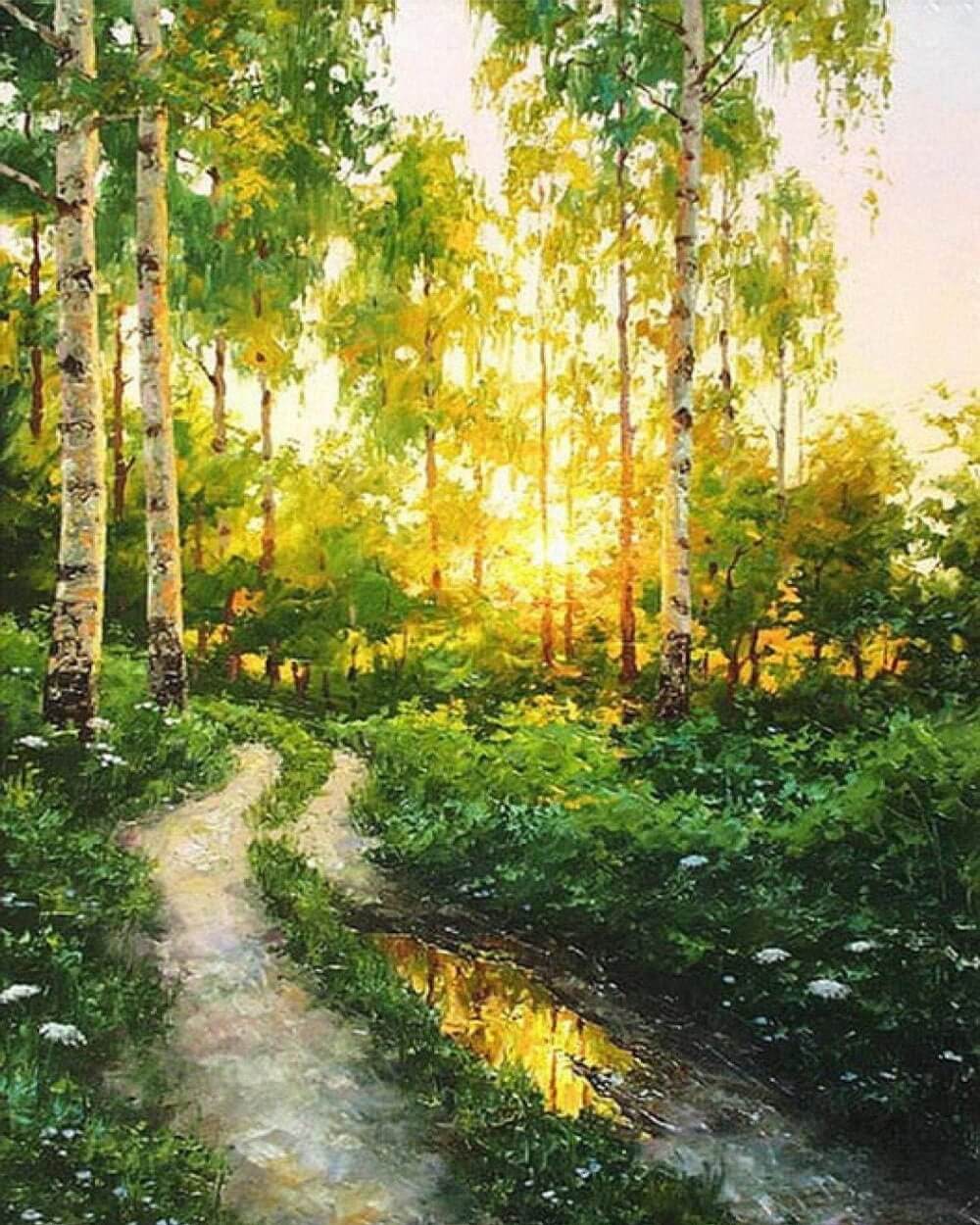 Path in the Birch Forest Diamond Painting