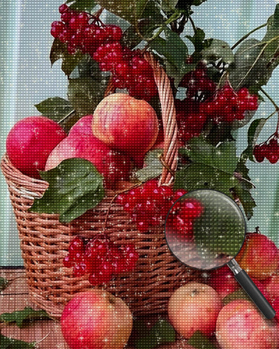 Peaches and Raspberries in Basket Diamond Painting