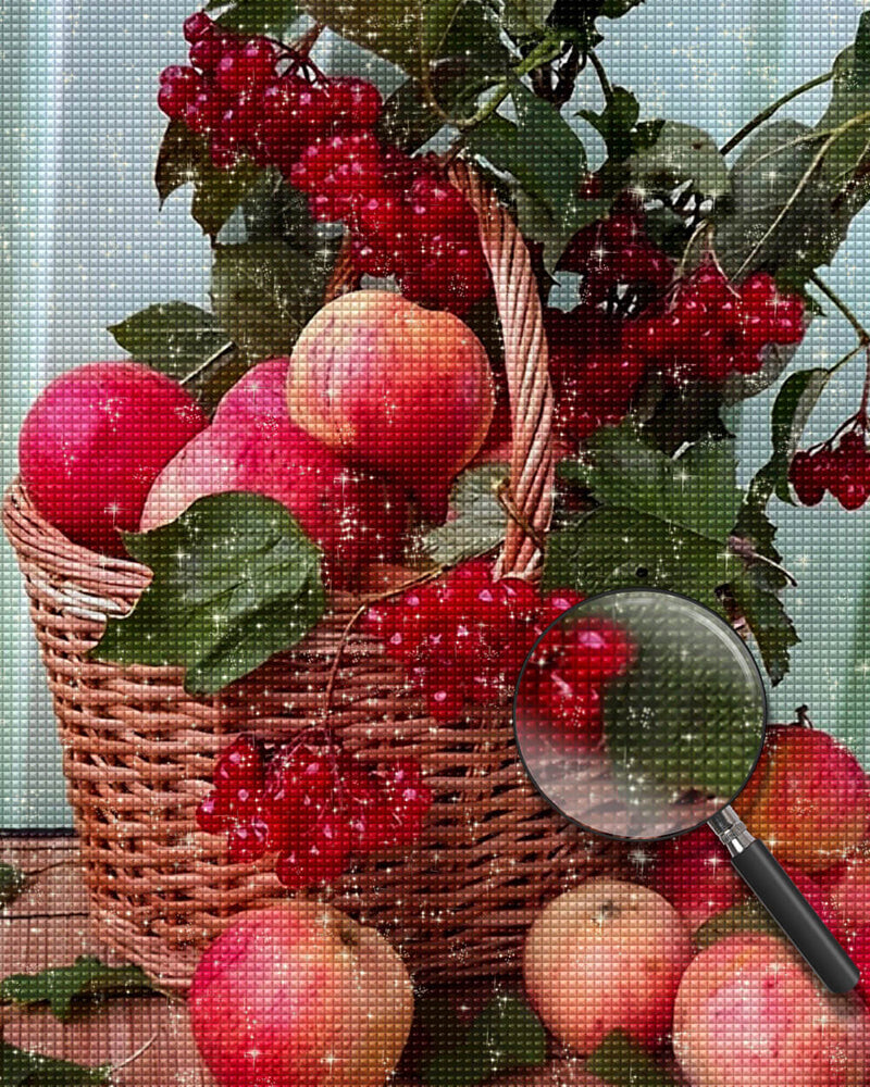 Peaches and Raspberries in Basket Diamond Painting