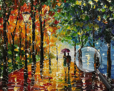 Pedestrians in the Rainy Forest Diamond Painting