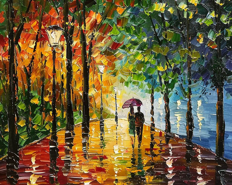 Pedestrians in the Rainy Forest Diamond Painting