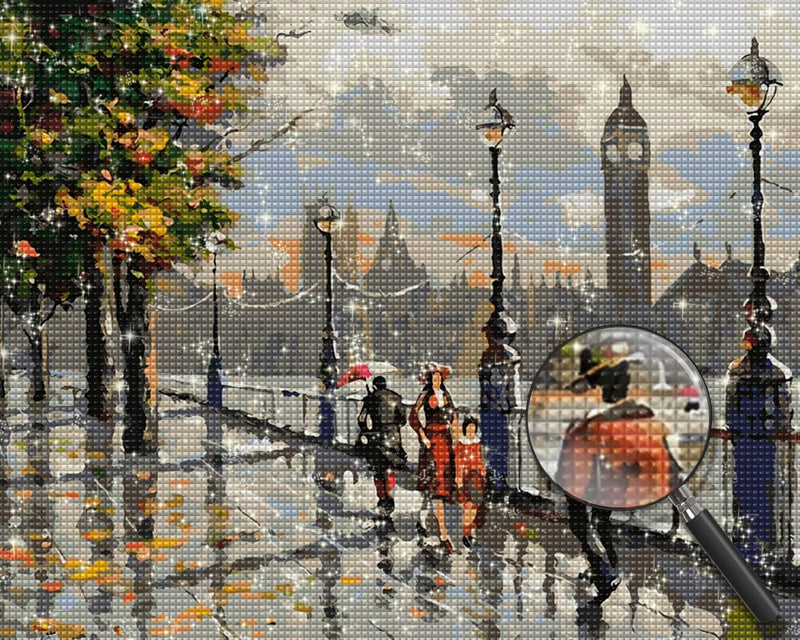 Pedestrians on a Rainy Day Diamond Painting 