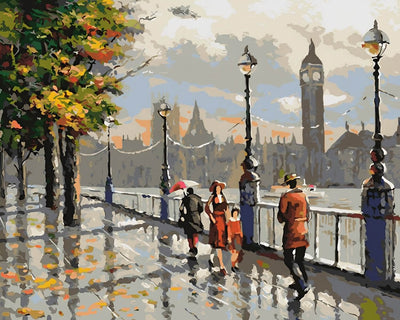 Pedestrians on a Rainy Day Diamond Painting 