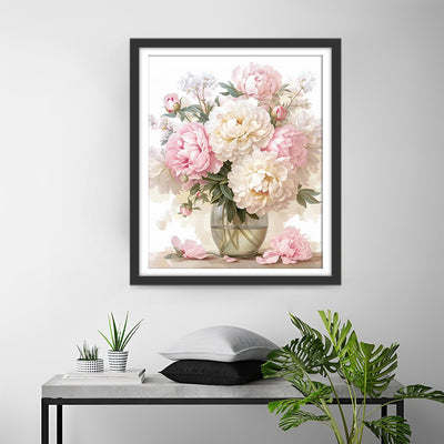 Peonies in a Glass Vase Diamond Painting
