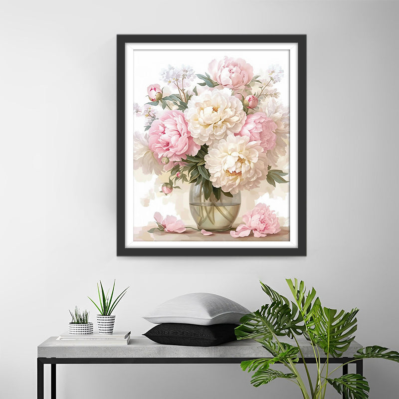 Peonies in a Glass Vase Diamond Painting