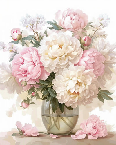 Peonies in a Glass Vase Diamond Painting