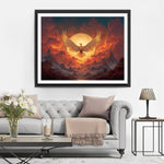 Phoenix before the Full Moon and Fiery Red Clouds Diamond Painting