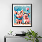 Pig Couple with Glasses Diamond Painting