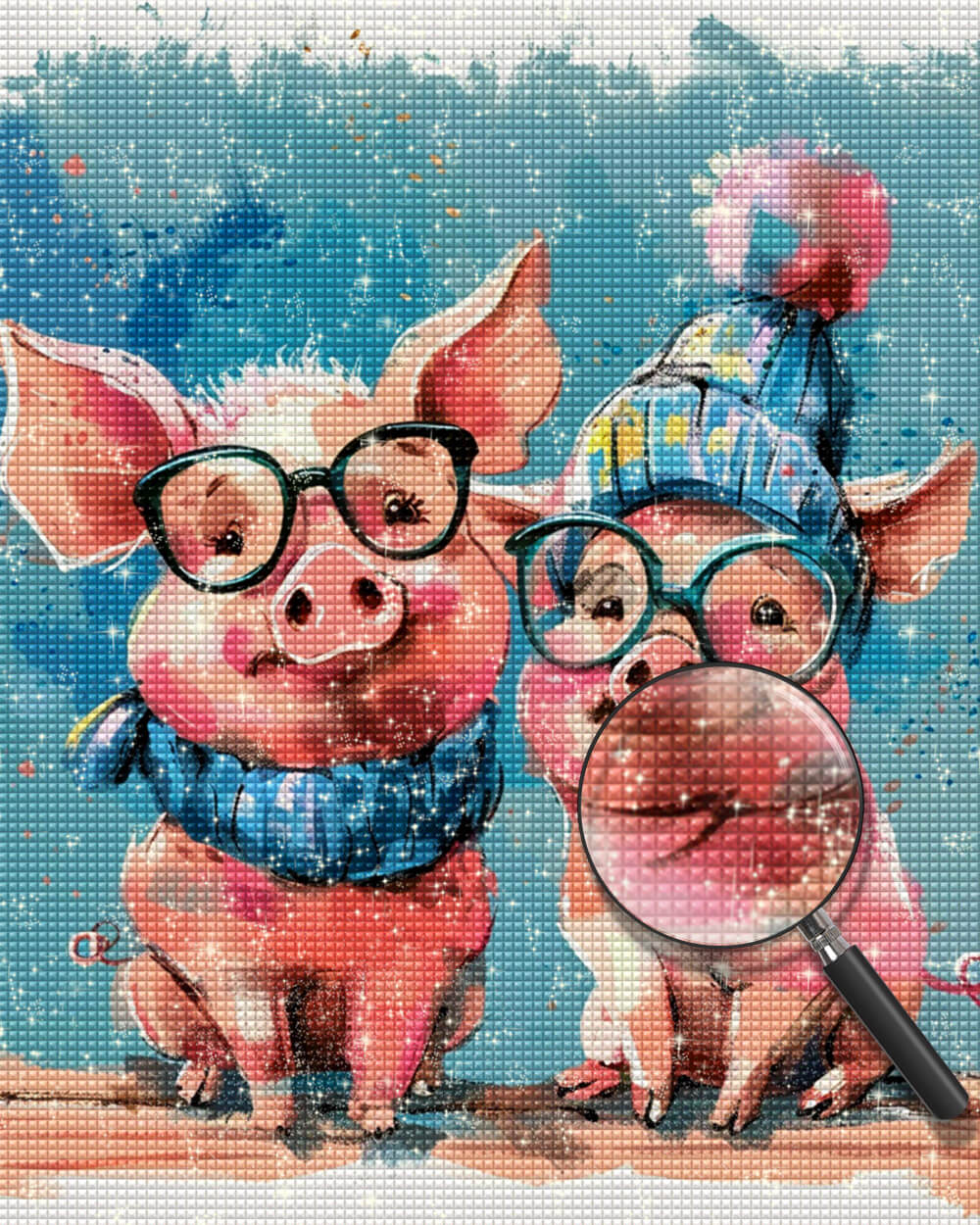 Pig Couple with Glasses Diamond Painting