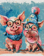 Pig Couple with Glasses Diamond Painting