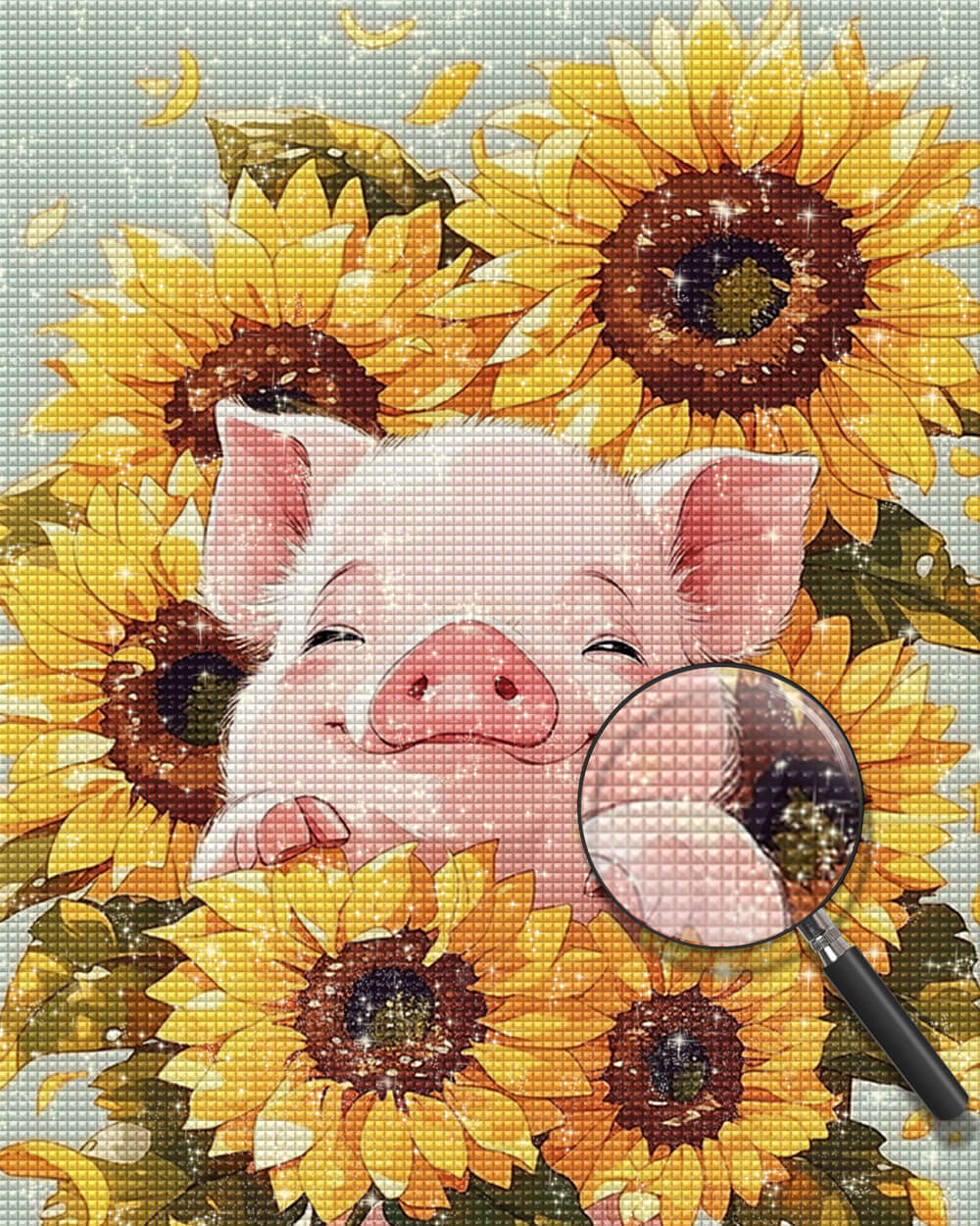 Pig in the Sunflower Bush Diamond Painting