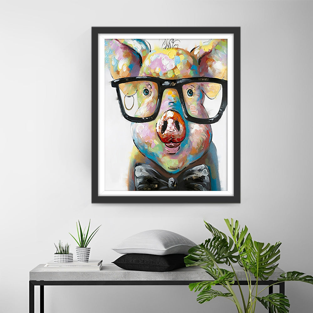 Pig Wearing Glasses Diamond Painting