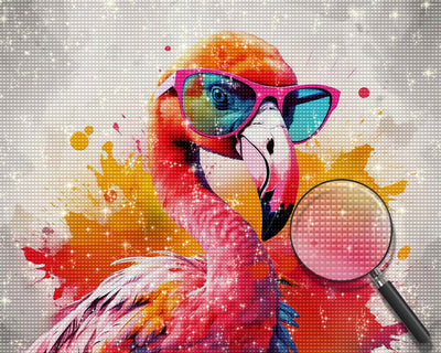 Pink Flamingo with Glasses Diamond Painting