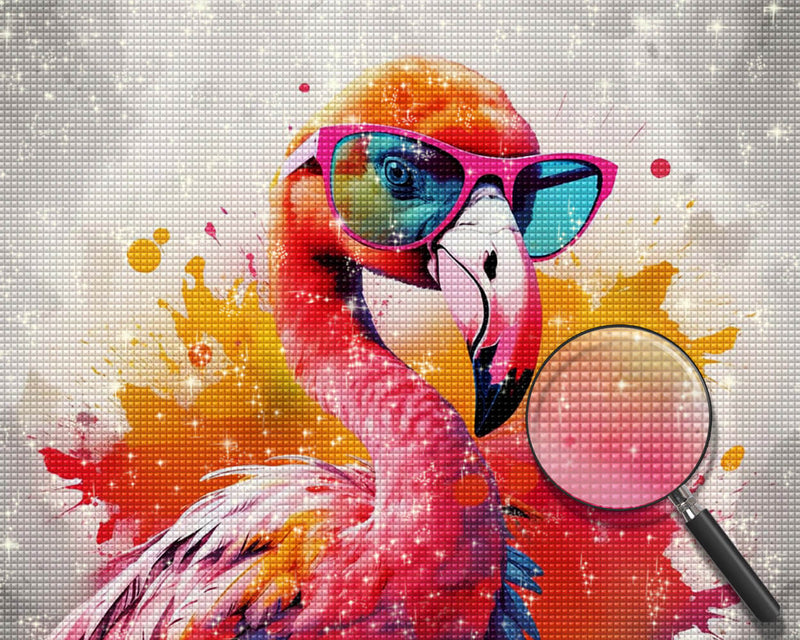 Pink Flamingo with Glasses Diamond Painting