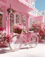 Pink Flower Shop and Bicycle Diamond Painting