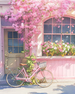Pink Flowers and Pink Bicycle Diamond Painting