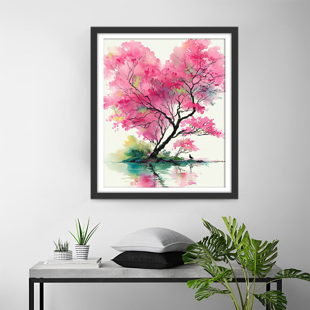Pink Heart-Shaped Tree Diamond Painting