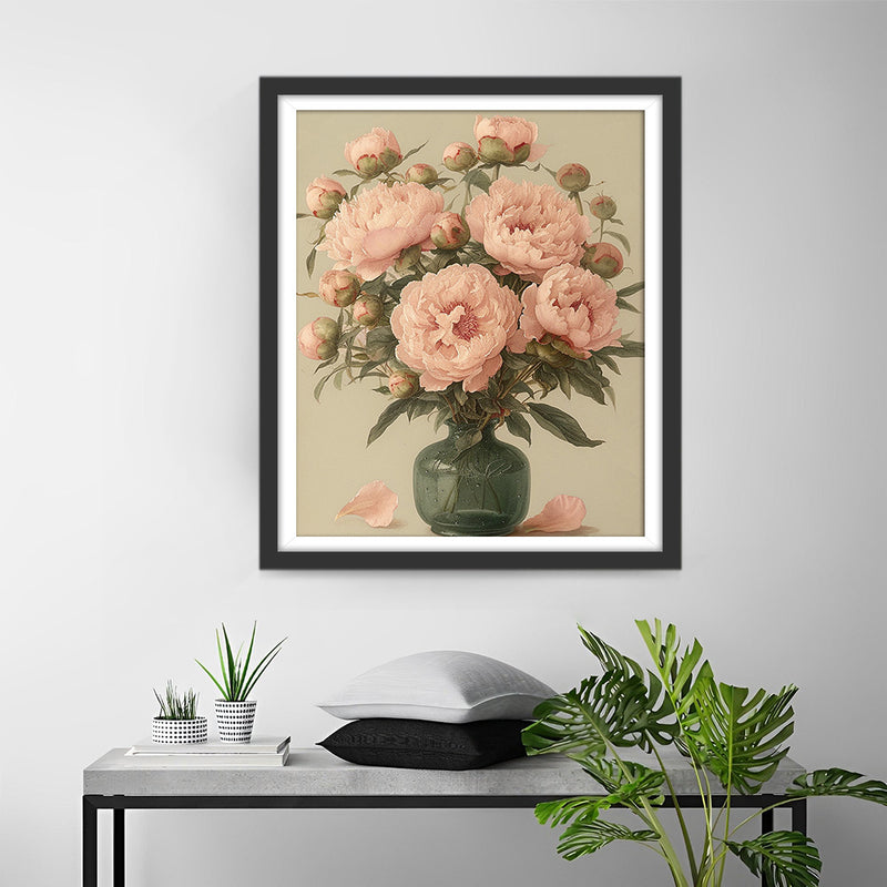 Pink Peonies in a Glass Vase Diamond Painting