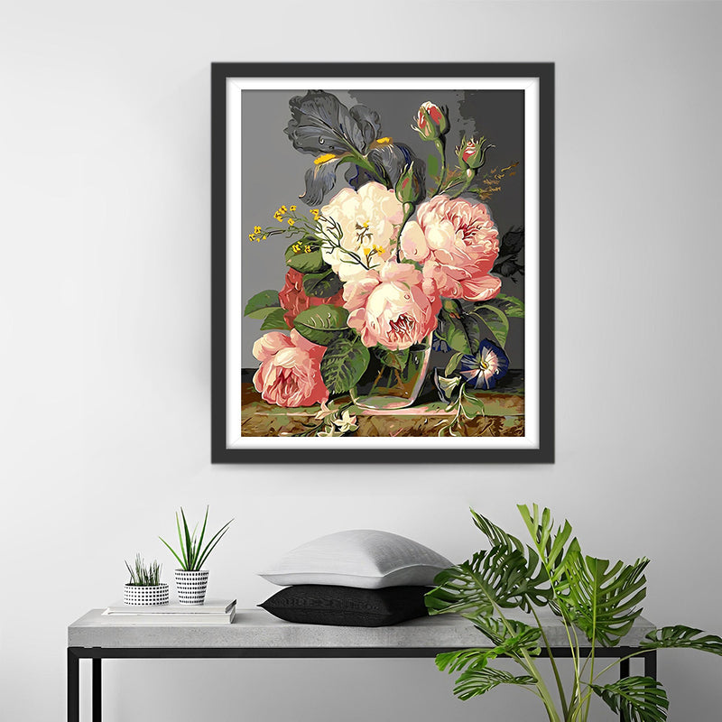 Pink Peonies in a Glass Vase Diamond Painting