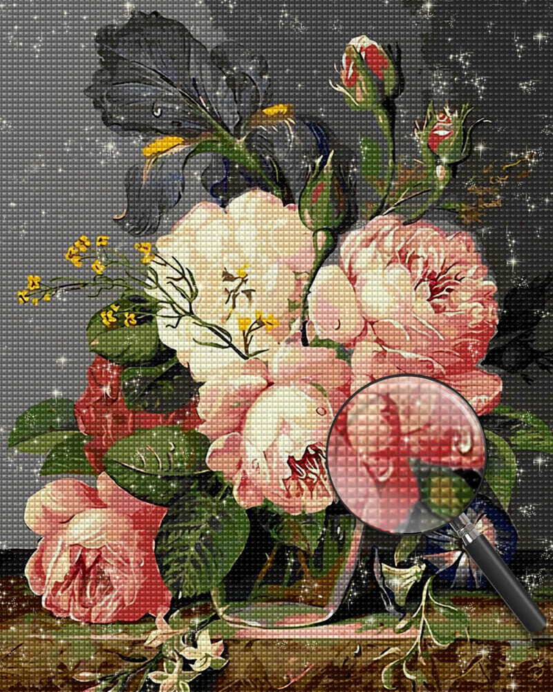 Pink Peonies in a Glass Vase Diamond Painting