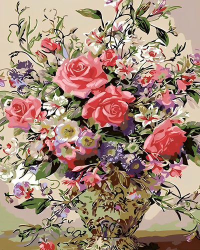 Pink Roses in Vase Diamond Painting