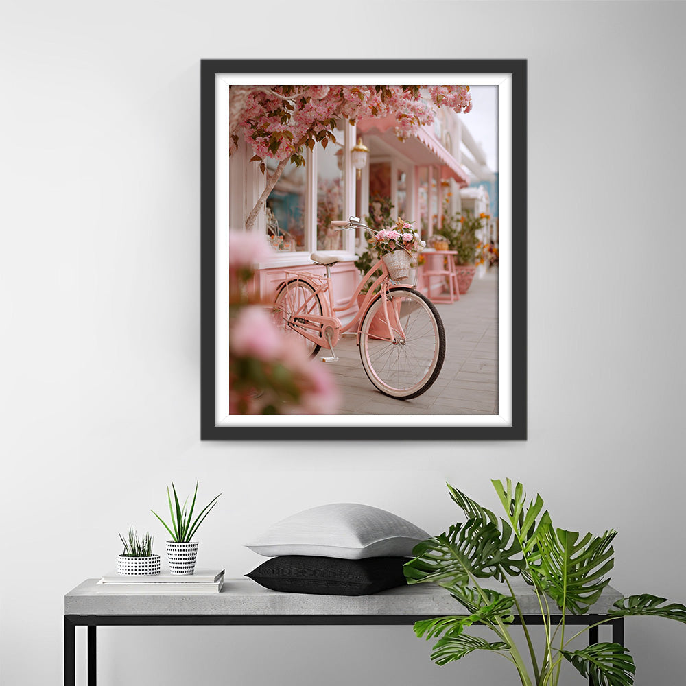 Pink Shop and Bicycle Diamond Painting