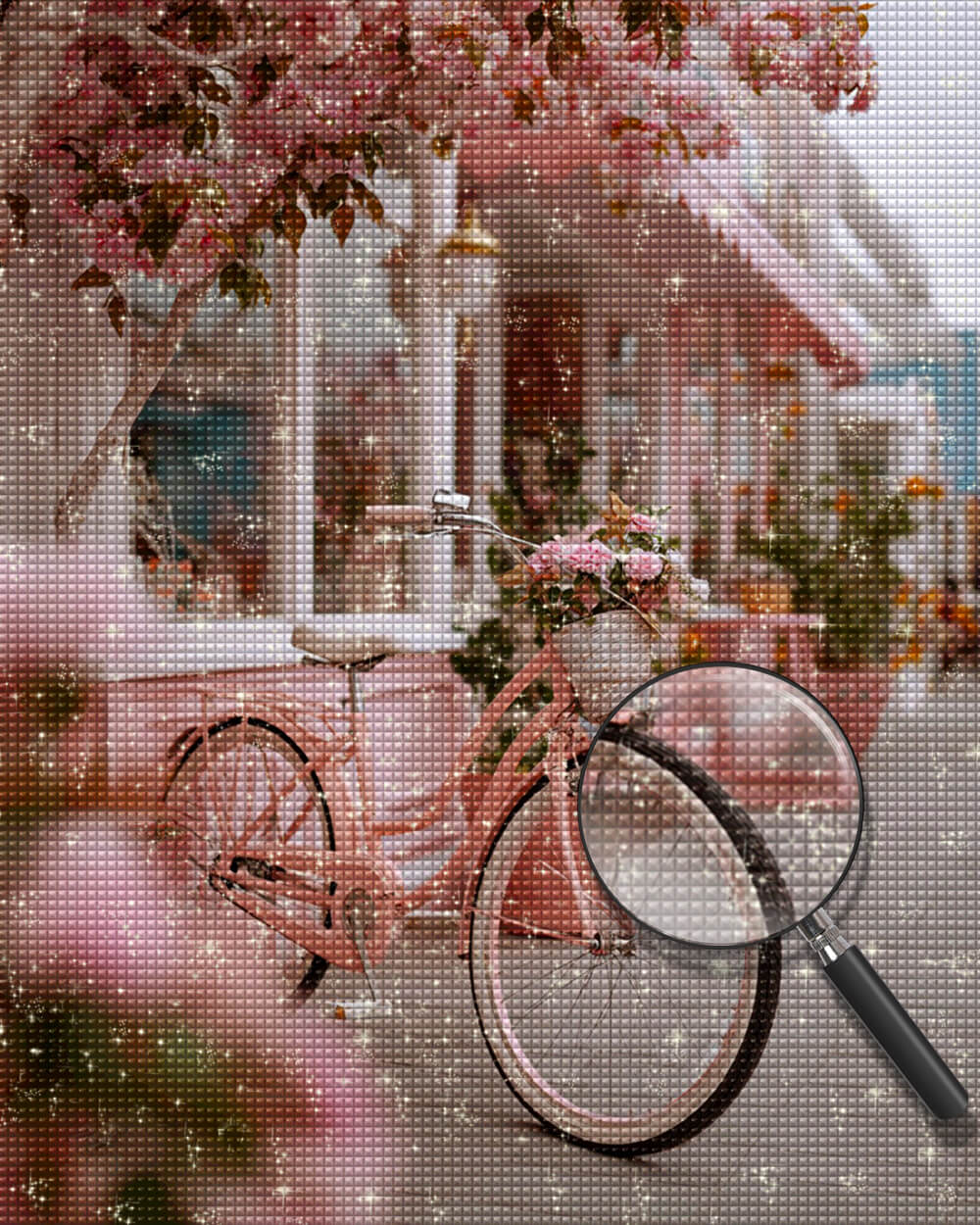 Pink Shop and Bicycle Diamond Painting