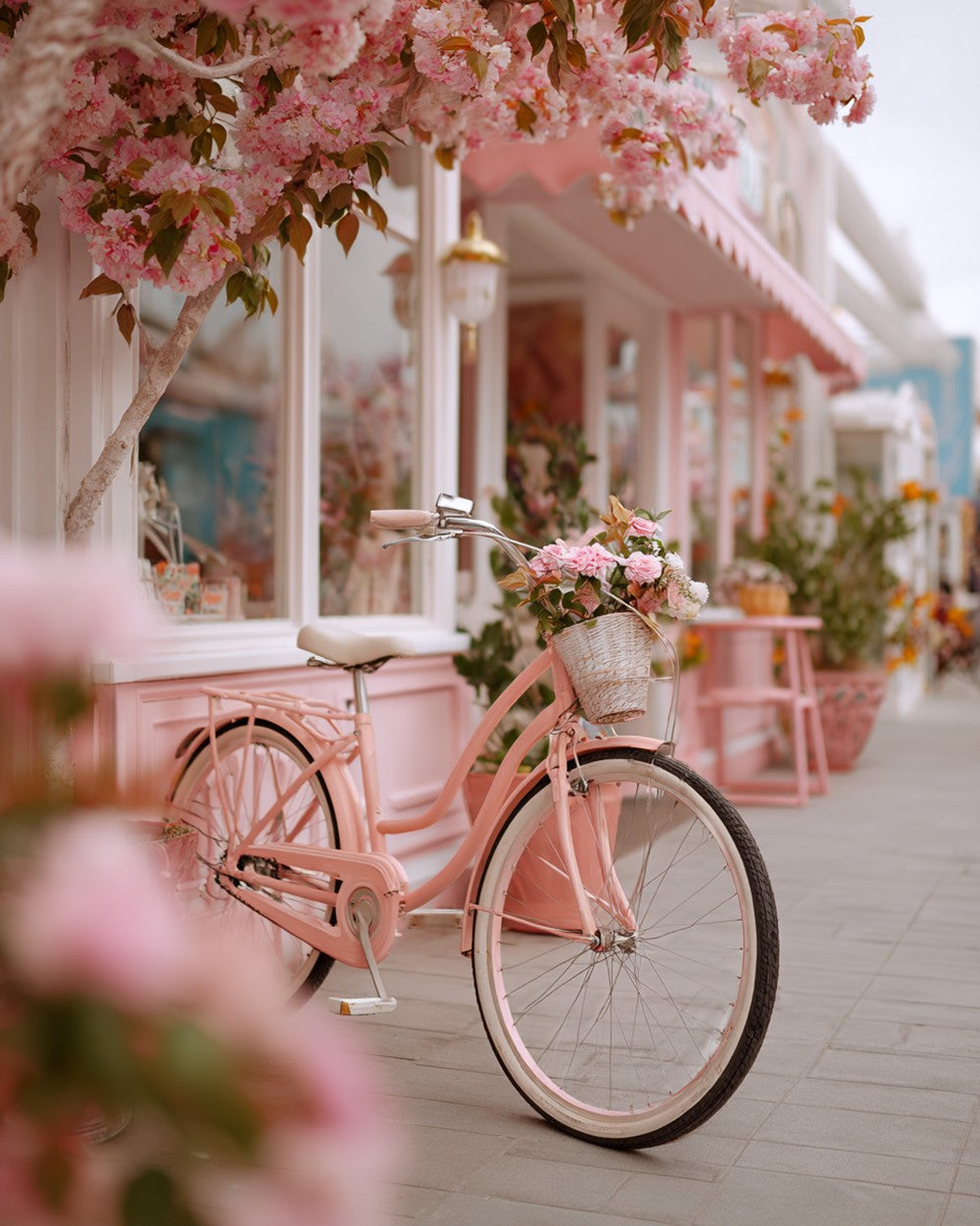 Pink Shop and Bicycle Diamond Painting